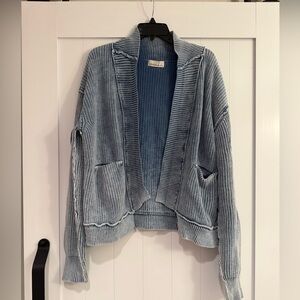 Zenana Blue Open-Front Women's Sweater size L